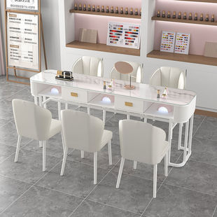 Internet Famous Nail Art Table and Chair suit White Simple Economical Nail Art Shop Table Japanese Style Light Luxury Single Double Nail Art Table
