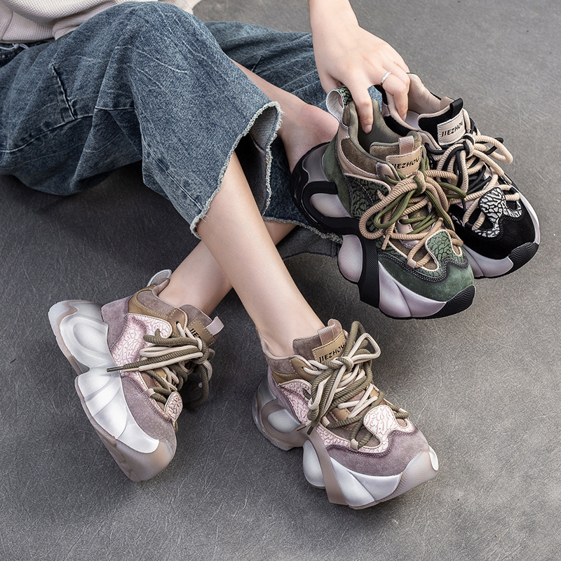 Shanghai Jiejie 2024 Winter New All-match Sports Color Matching Torre Shoes Casual Comfortable Platform Comfortable Women's Shoes