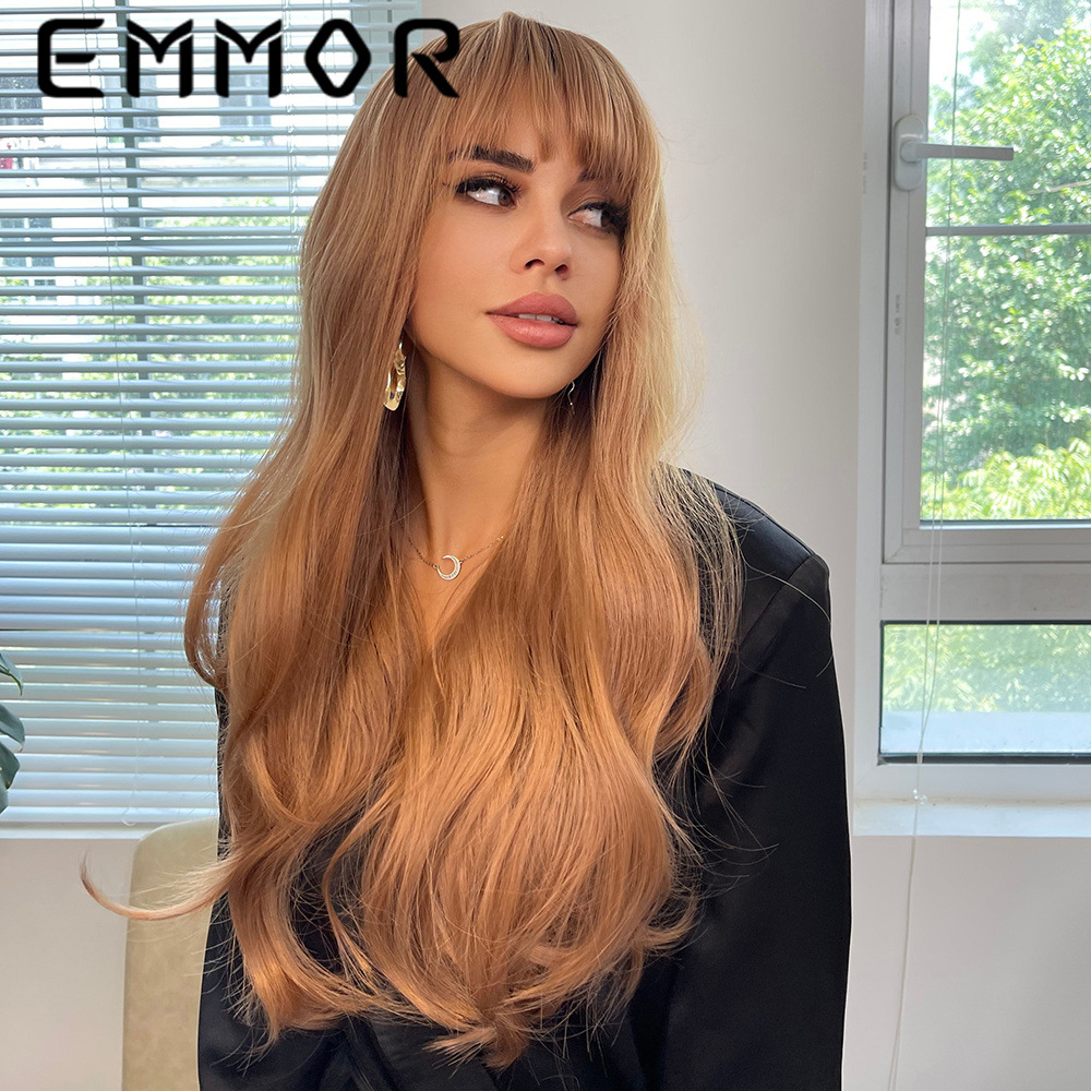 Europa y América Amazon caliente peluca flequillo largo rizado pelo mate de alta temperatura de seda de fibra química tocados pelucas del pelo