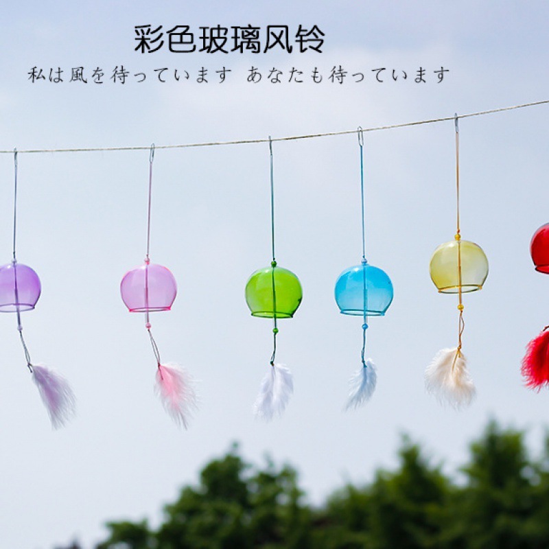 願い事風鈴飾り風鈴桜ガラス透明吊り式観光地シーン配置風鈴学生DIY手|undefined