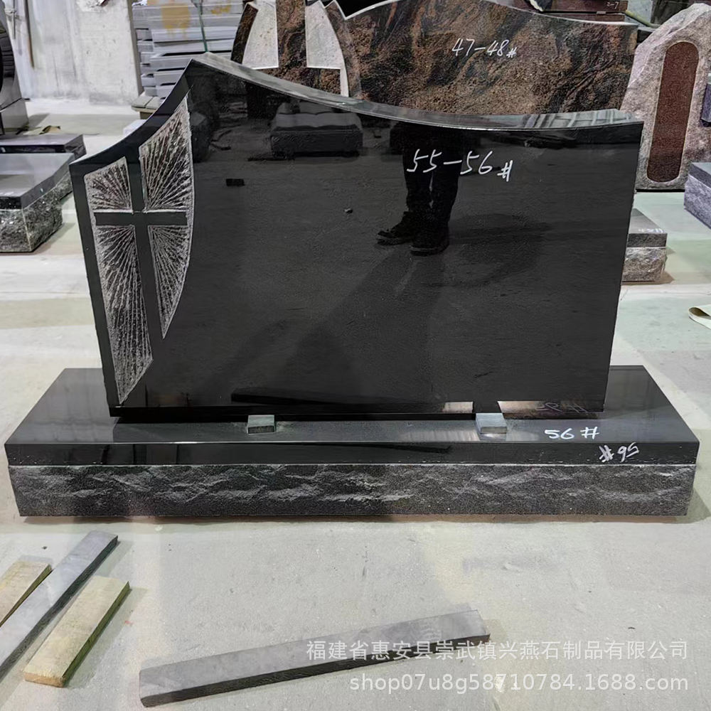定制黑色花岗岩石碑 中式 / 欧式风格黑色墓碑 高档黑色墓碑定制