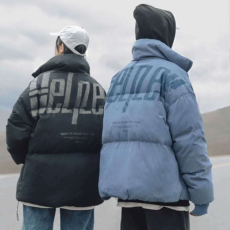 Зимняя новая мужская ветрозащитная теплая модная модная куртка-пуховик в гонконгском стиле с воротником-стойкой, хлопковое пальто.