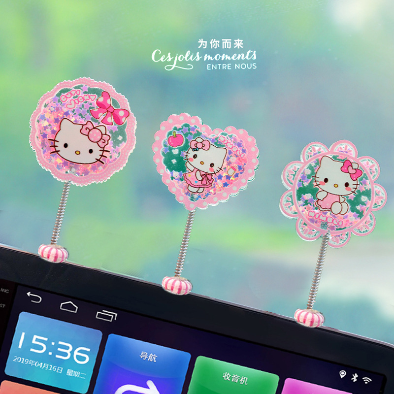 El nuevo KT cat acrílico arenas movedizas Hello Kitty sacude la cabeza junto a la ventana del coche, panel de instrumentos de control central del coche, chica de Internet