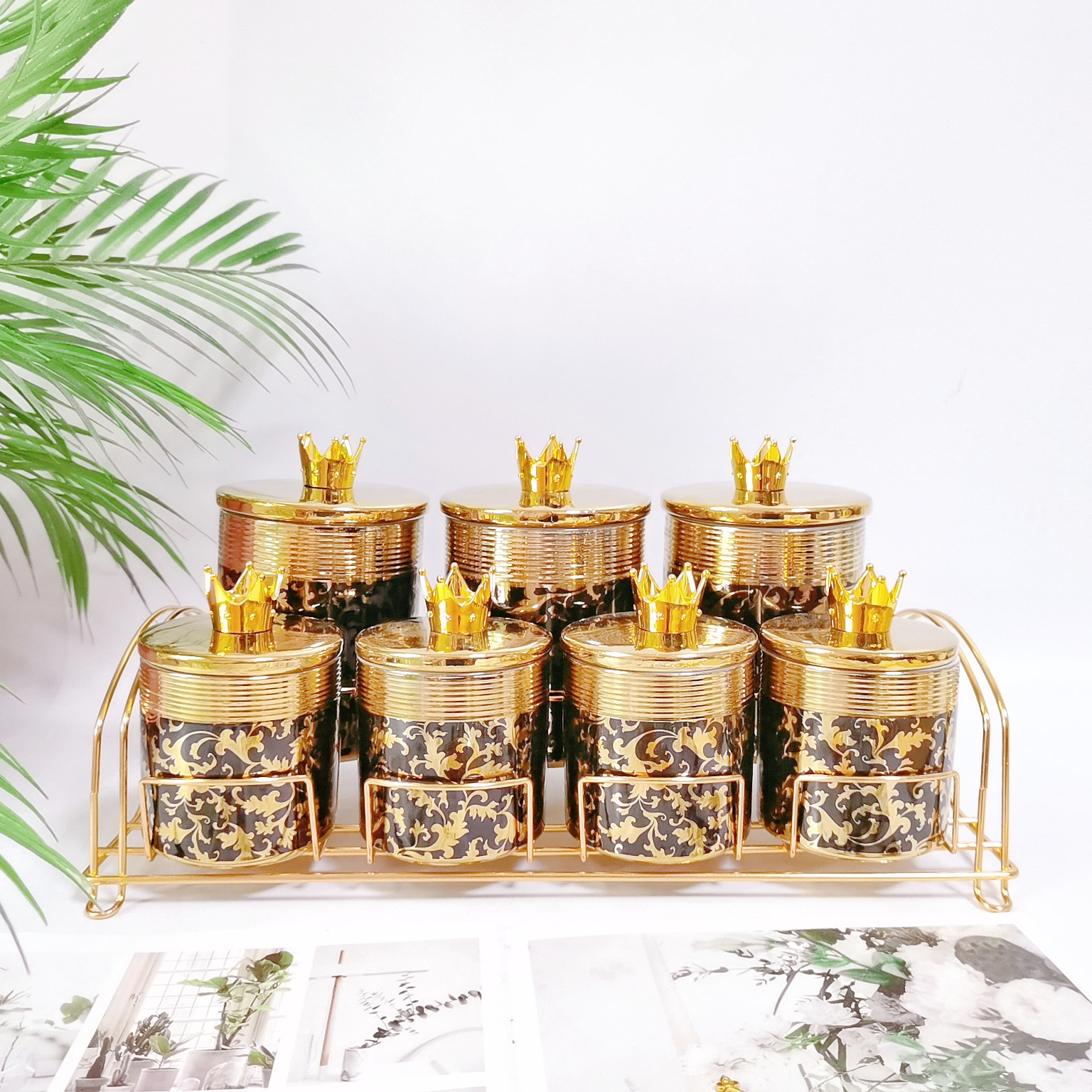 Comercio exterior transfronterizo de cerámica sellada tarro cocina almacenamiento condimento tarro multi-grano de almacenamiento de dulces tarro café té tarro traje