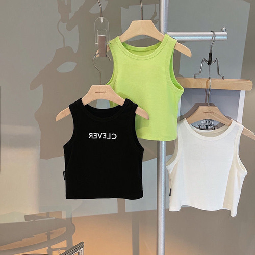 Summer unisex children's tank top undershirts, stylish baby kids' personalized trendy foreign trade INS letter innerwear, wear as outerwear shirts