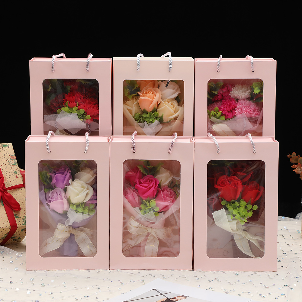 母亲节香皂花束礼物仿真花礼盒装饰品送妈妈老师节日仿真玫瑰定制