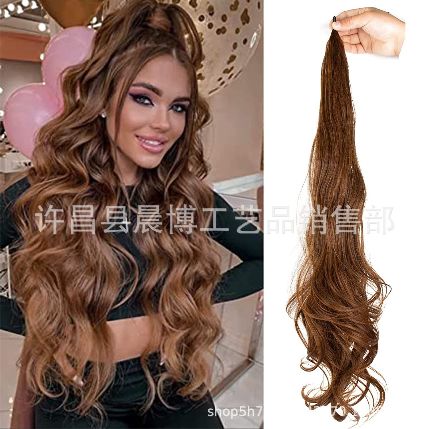 Comercio exterior transfronterizo europeo y americano fibra química peluca 32in gran pelo Cola de Caballo abrigo extensión del pelo peluca caliente