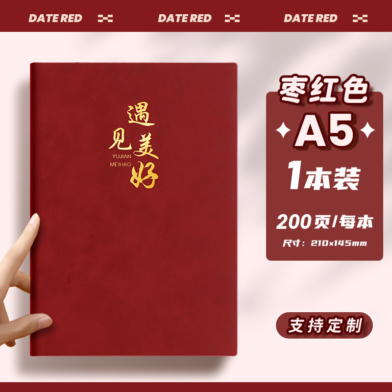 Cuaderno de portátil a5 puede imprimir logotipo DZ engrosado hebilla de escritorio de negocios grabación simple y exquisita superficie de cuero