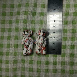 毛绒玩具娃娃花布关节小熊衣服发饰发绳材料装饰品配件4cm批发
