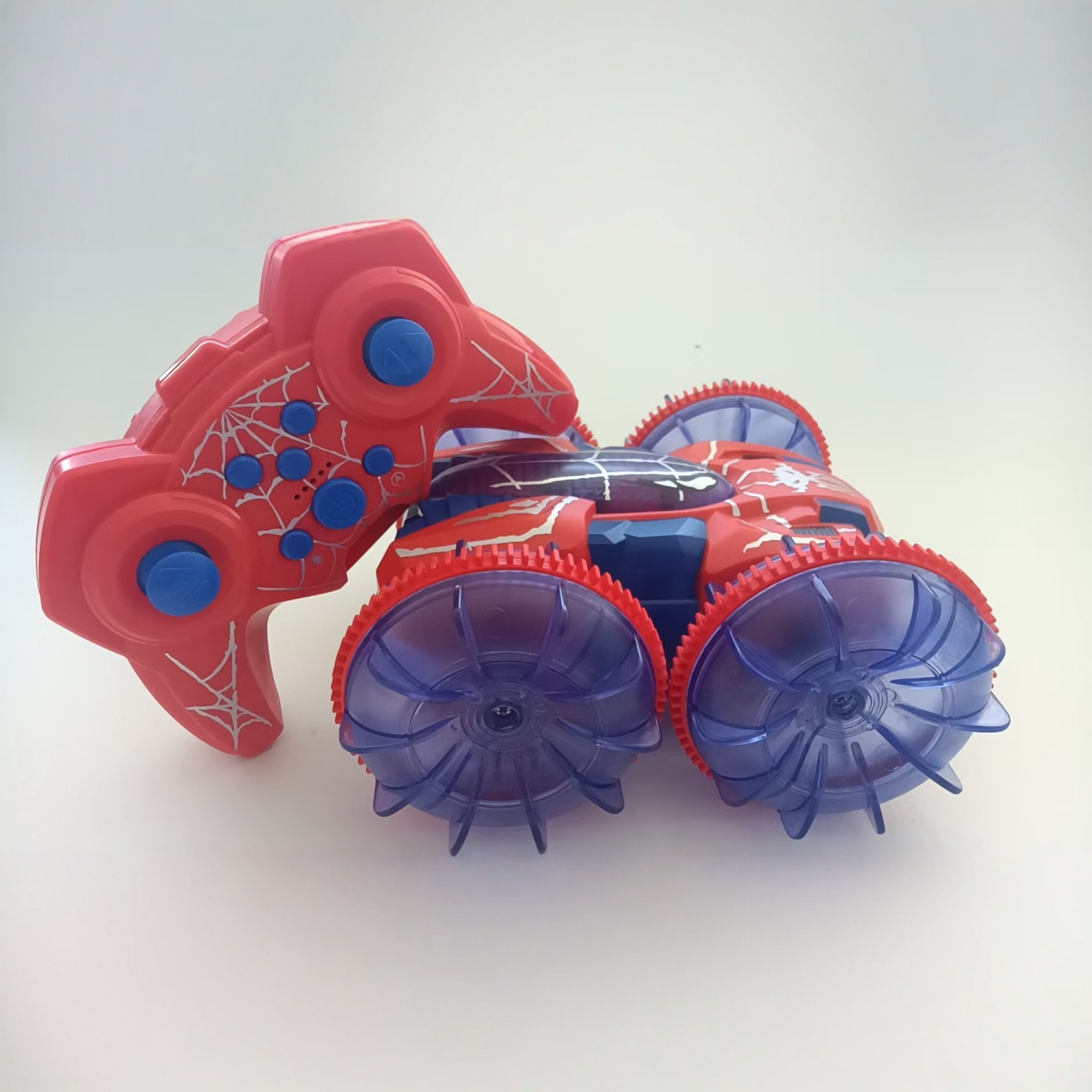 Coche teledirigido transfronterizo de doble modo (acuático y terrestre) Amazon 2.4G con luces, rotación de 360 grados, coche eléctrico de doble modo para niños