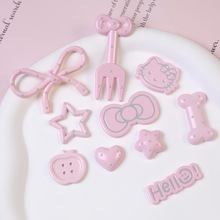 新款粉色系列猫咪树脂配件DIY奶油胶手机壳贴片发夹头饰服装配饰