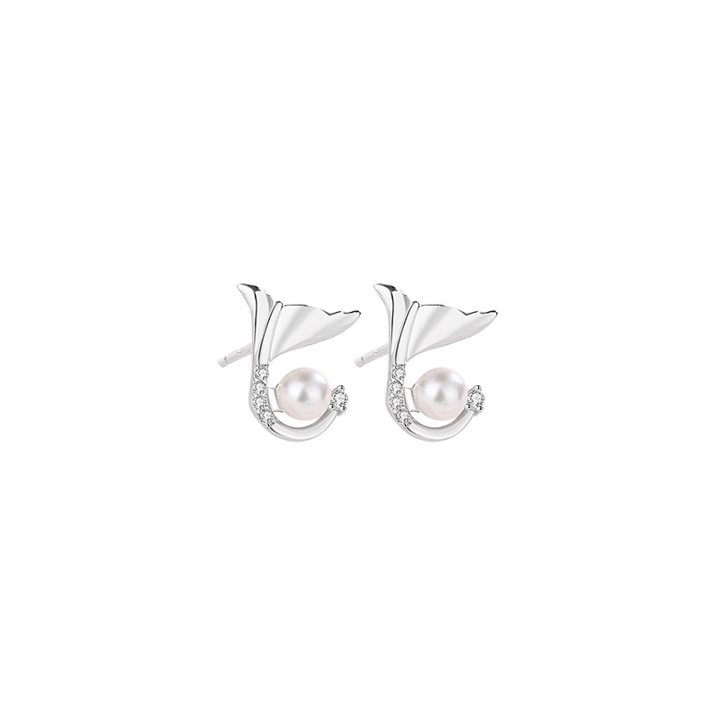 Genuine small design geometric brand earrings pearl