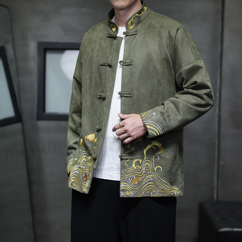 2024 Autumn and Winter New Chinese Style Men's Wear Retro Embroidered Chinese Tang Suit Hanfu plus size Fashion Jacket Jacket for Men 2024 Autumn and Winter New Chinese Style Men's Wear Retro Embroidered Chinese Tang Suit Hanfu plus size Fashion Jacket Jacket for Men