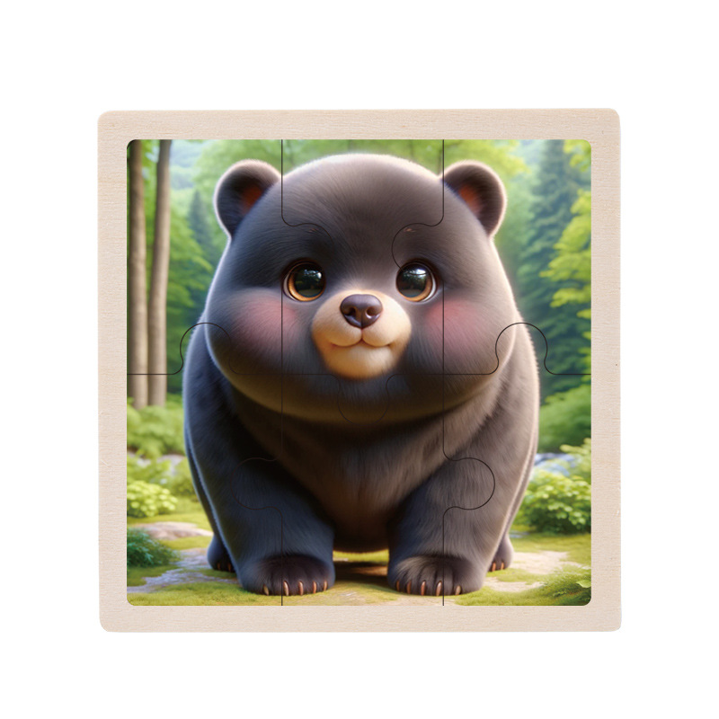 Cpc ce niños pequeños seis piezas de madera lindo animal divertido rompecabezas 3D simple y fácil de usar rompecabezas juguetes de educación temprana al por mayor