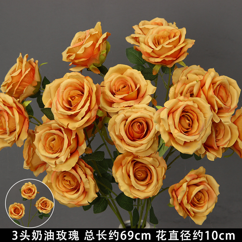 Flores de imitación naranja peonía naranja hortenida neblina orquídea flor flor de boda seda naranja