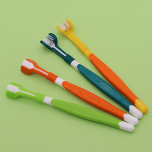 Three-Head Pet Toothbrush, Oral Cleaning, Cat and Dog Toothbrush to Remove Tooth Stains, Large Dog Brushing, Soft-Bristled Cat Toothbrush