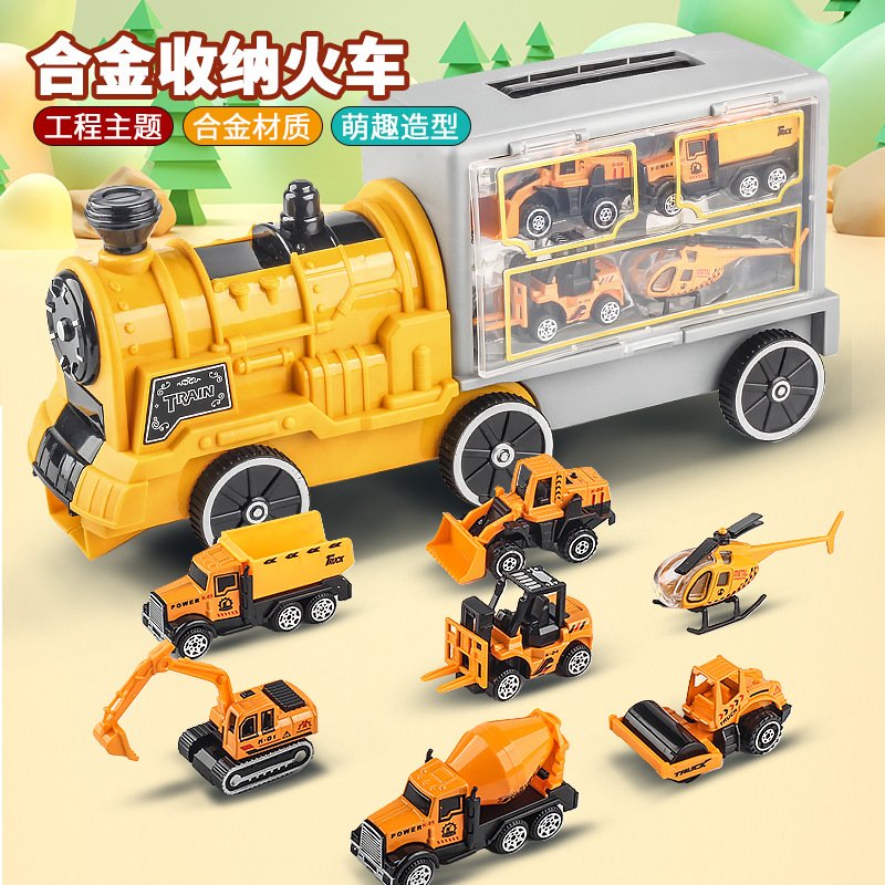 Tren de almacenamiento para niños, modelo de coche de juguete educativo, simulación de coche de ingeniería contra incendios, juguete, regalo para niños y niñas
