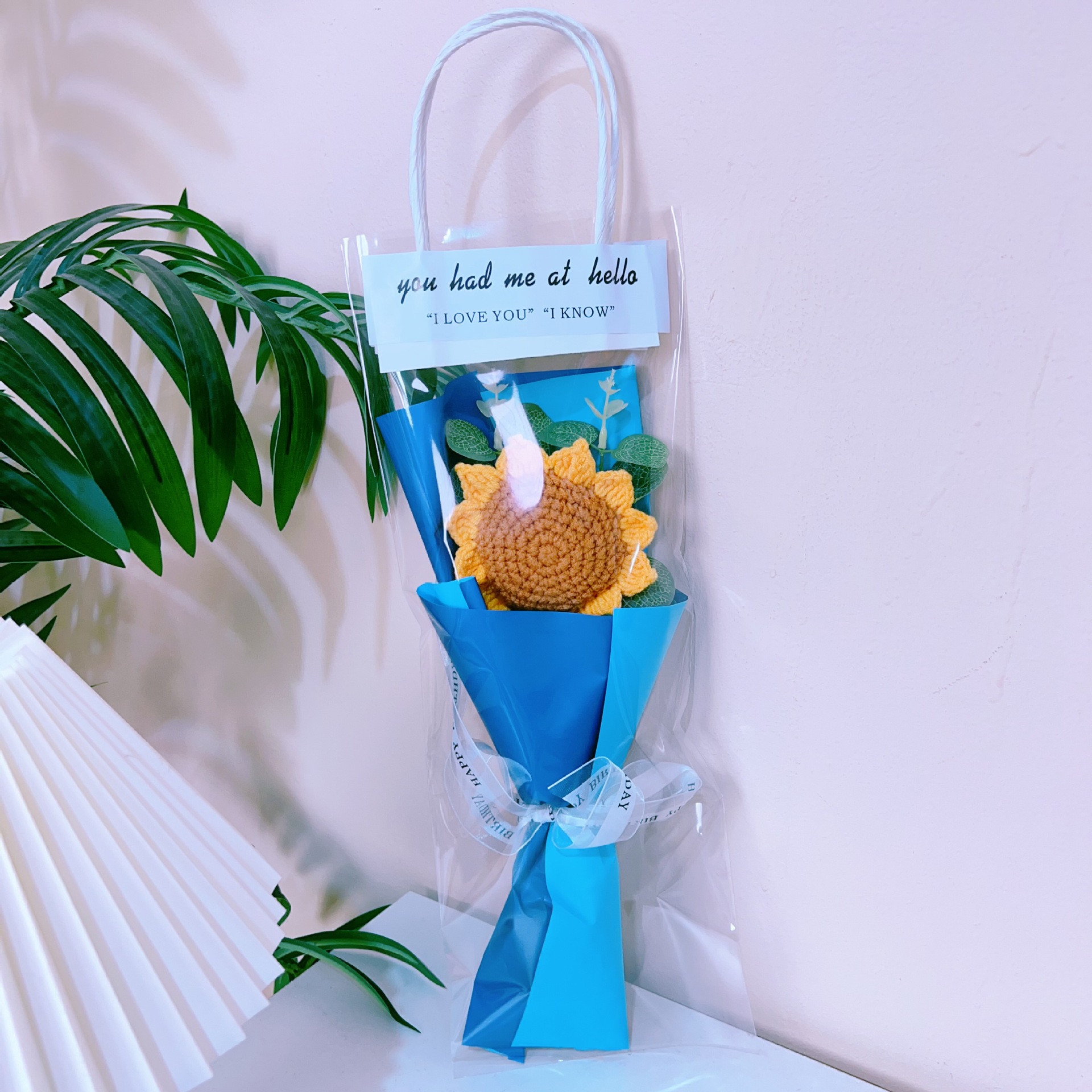 울 해바라기(파란색 포장) + 선물가방