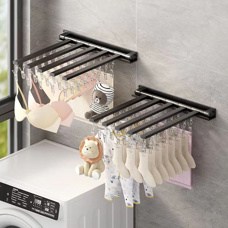 Foldable Clothes Drying Rack, No-Drill Solid Hanger, Windproof Sock Rack, Drying Rack, Sock Hanger, Hook for Clothes and Socks, Foldable