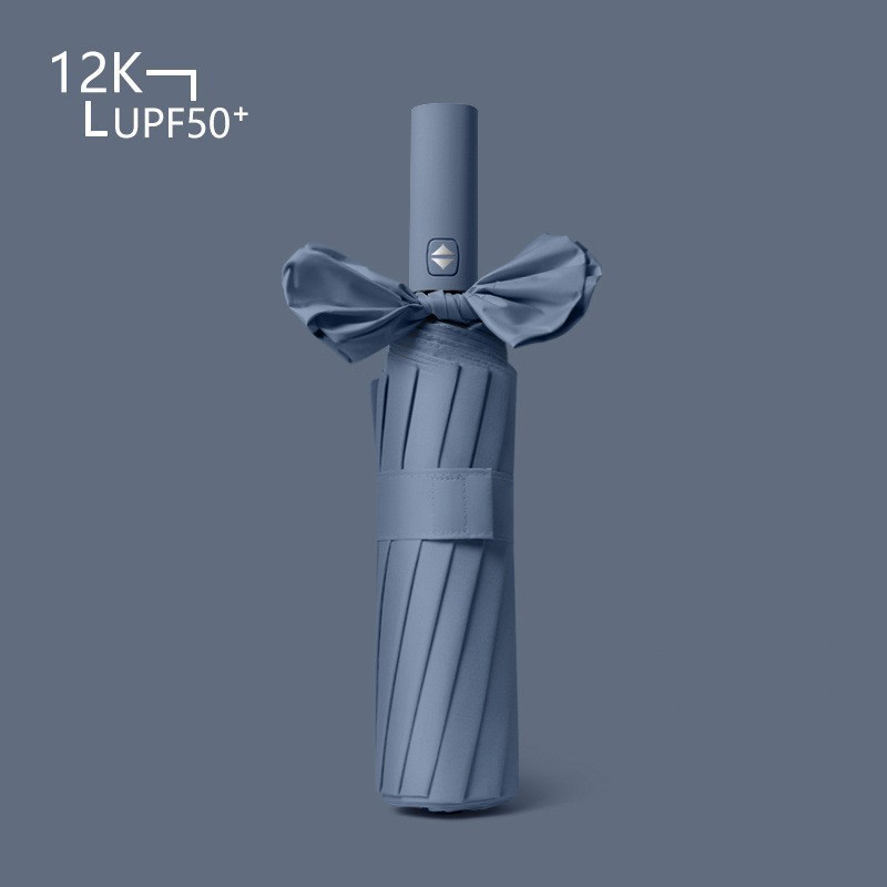 Paraguas logotipo personalizado tríptico paraguas plegable automático caja de regalo impresión patrón de texto paraguas de negocios sombrilla de protección solar