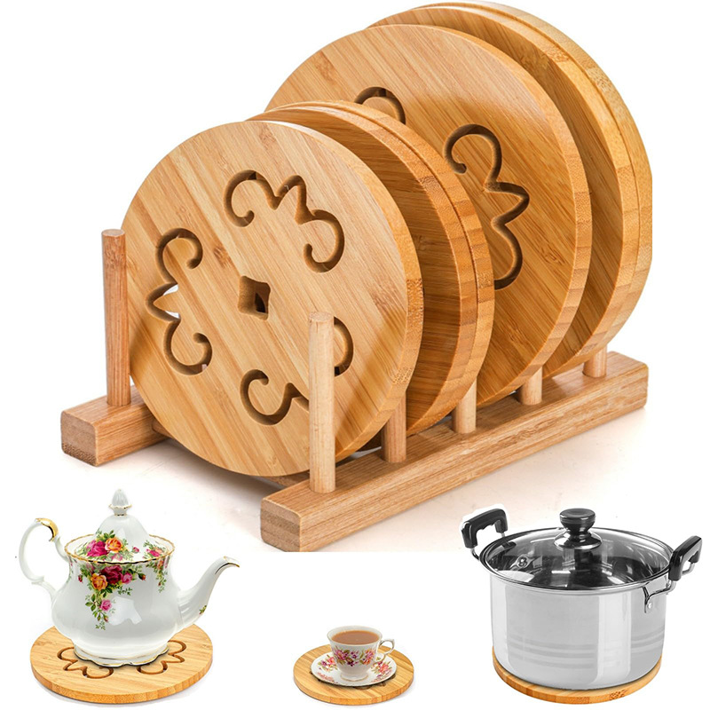 almohadilla de bambú aislante de calor almohadilla de mesa de comedor grande de bambú puro almohadilla de vegetales gruesa resistente a la caída almohadilla de cocina de platos de cocina de cocina de cocina