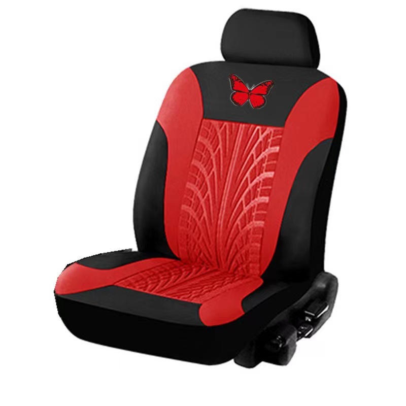 Cubierta de asiento de automóvil de comercio exterior transfronterizo mariposa logo tela sangría prensa cubierta de asiento universal de coche conjunto de 2 piezas