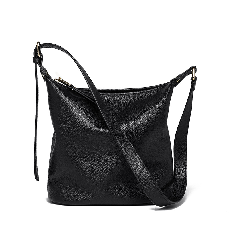 Genuine Leather Bucket Bag Large Capacity High-End Women's Tote For Work Commuting Fashion Simple Soft Leather Shoulder And Crossbody Bag - Thumbnail 7