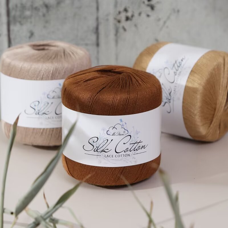 No. 6 Silk Cotton Lace Thread Hand-Knitted Machine Crochet Sweater DIY Jewelry Silky 3-Strand Strong Thread 50g Crochet Thread