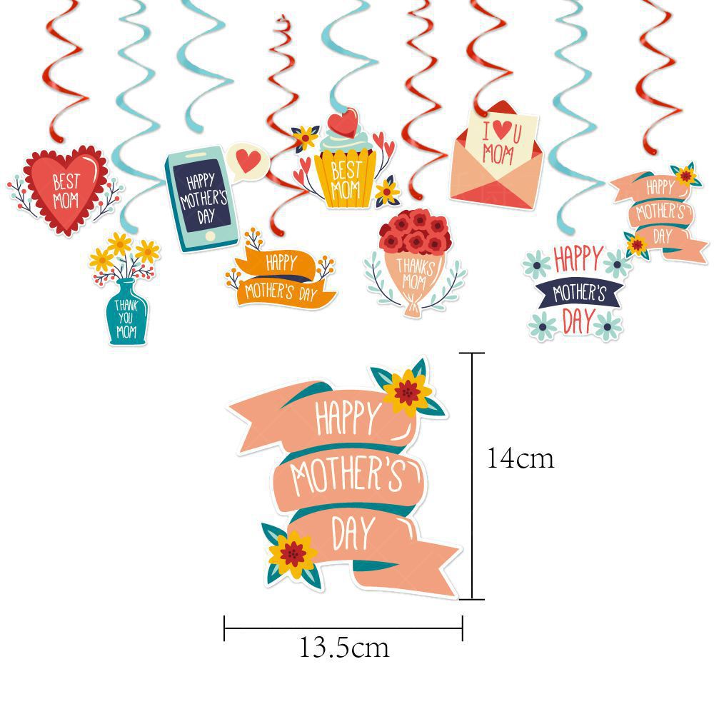 Decoración para Fiesta del Día de la Madre, Adornos Colgantes en Espiral, Decoración para Pastel con la Frase 'Te Quiero Mamá', Suministros para el Día de la Madre