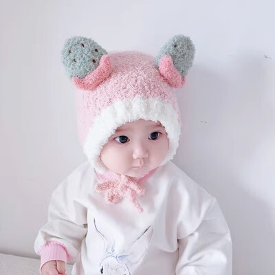 赤ちゃんの帽子秋冬の超萌え赤ちゃんの保温毛の帽子男の子の女の子のニット防風幼児の帽子の潮|undefined