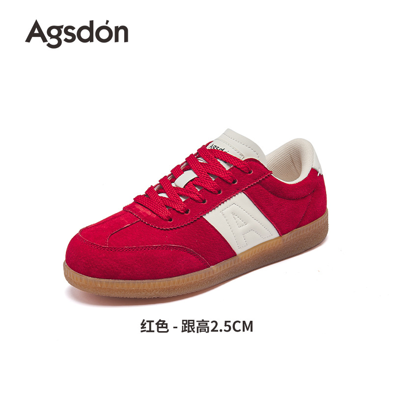 Augustion Red Alemania Training Shoes Mujer 2025 Nuevo verano Esfera gruesa Suela plana Forrest Zapatos de mujer Zapatillas deportivas retro