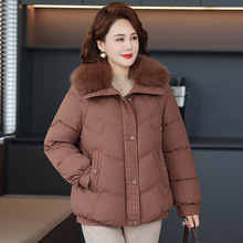 妈妈冬装时尚棉衣2025洋气中老年女装羽绒棉服加绒保暖棉袄外套女