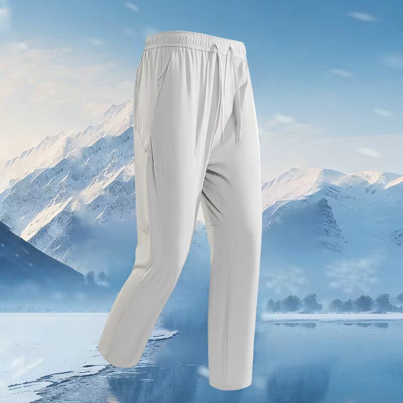 2026 Men's Summer Ice Silk Pants Business Casual Black Drawstring Elastic Waist Sports Casual Pants Quick-Dry Breathable 2026 Men's Summer Ice Silk Pants Business Casual Black Drawstring Elastic Waist Sports Casual Pants Quick-Dry Breathable