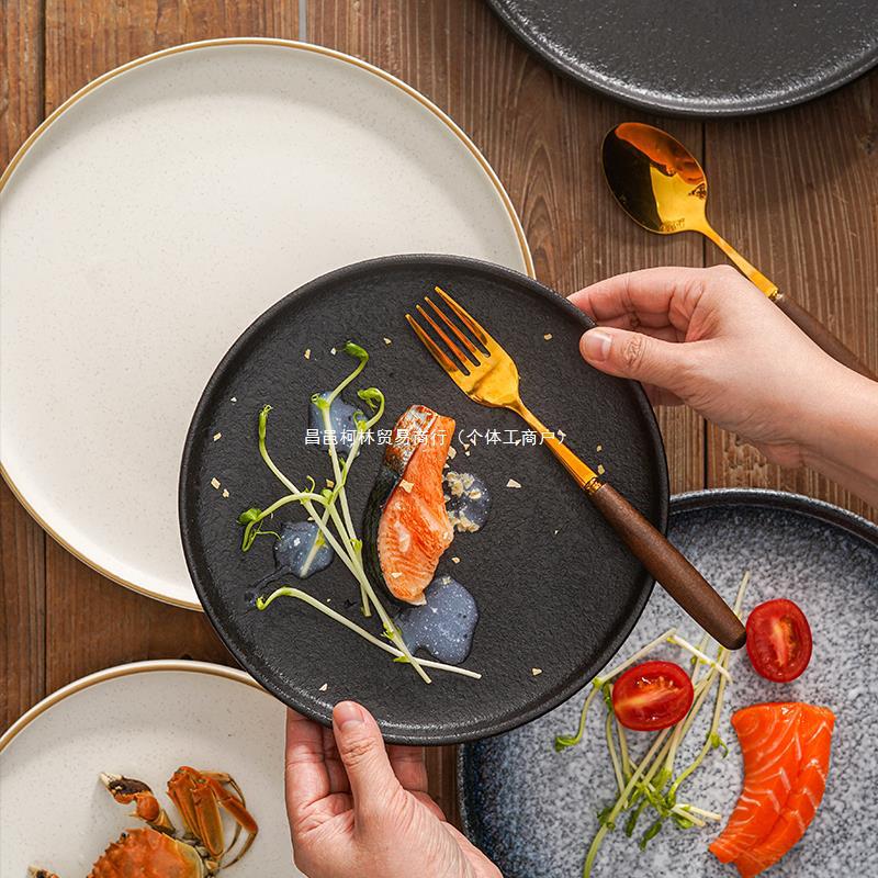 Japanese -style ceramic bull disk Western dining disc retro home…