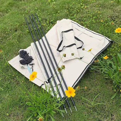 Multi-purpose Outdoor Screen Convenient Barbecue Windbreak Wall Camping Wild Self-driving Tour Rainproof Sky Screen Silver-coated Projection (Çadırlar) - beige-white-3x14m