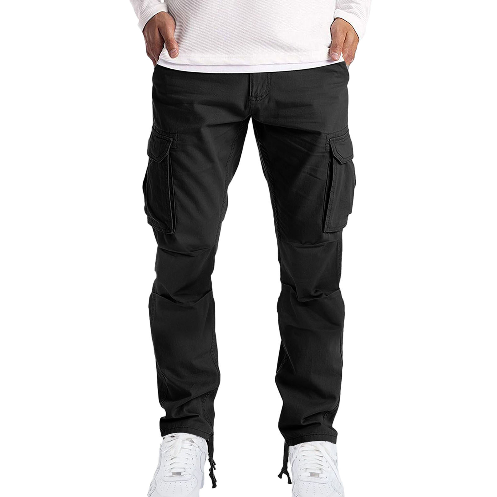 2023 Spring/Summer New Men's Workwear with Folded Drawstring Multi Pocket Casual Pants_voghion.com