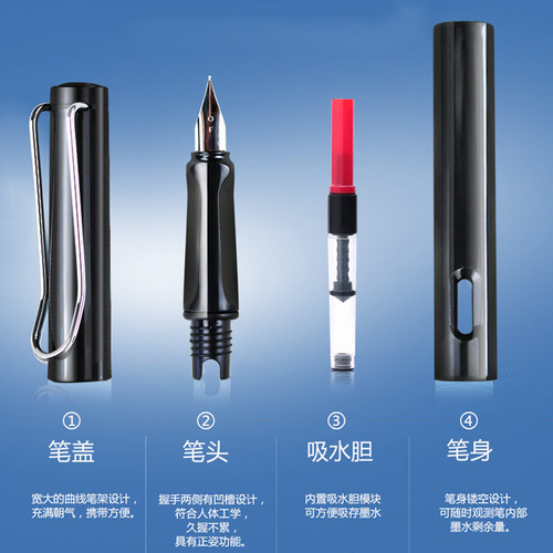 Student Calligraphy Practice Pen, Ergonomic Office Colorful Fountain Pen with Fine Tip—Perfect for Boys and Girls, Designed Specifically for Ink Refills and Writing Practice