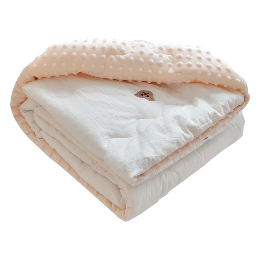 Newborn Baby Pure Cotton Quilt Kidsren's Washed Cotton Cartoon Embroidered Quilt Kindergarten Beanie Velvet Soothing and Cute