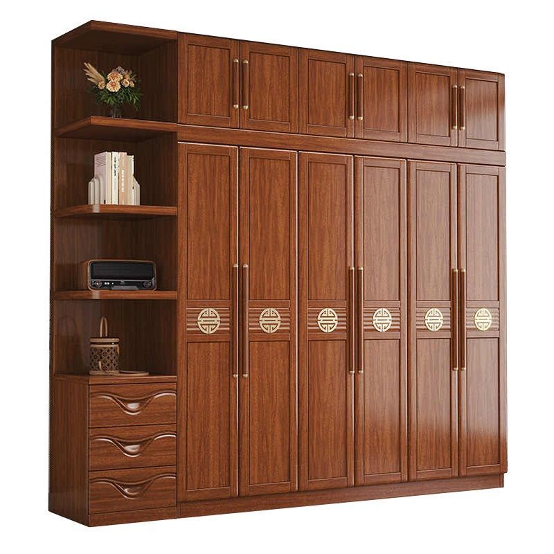Nuevo armario de madera maciza de nogal chino, dormitorio para el hogar, armario de almacenamiento de apartamento pequeño, armario económico de gran capacidad al por mayor