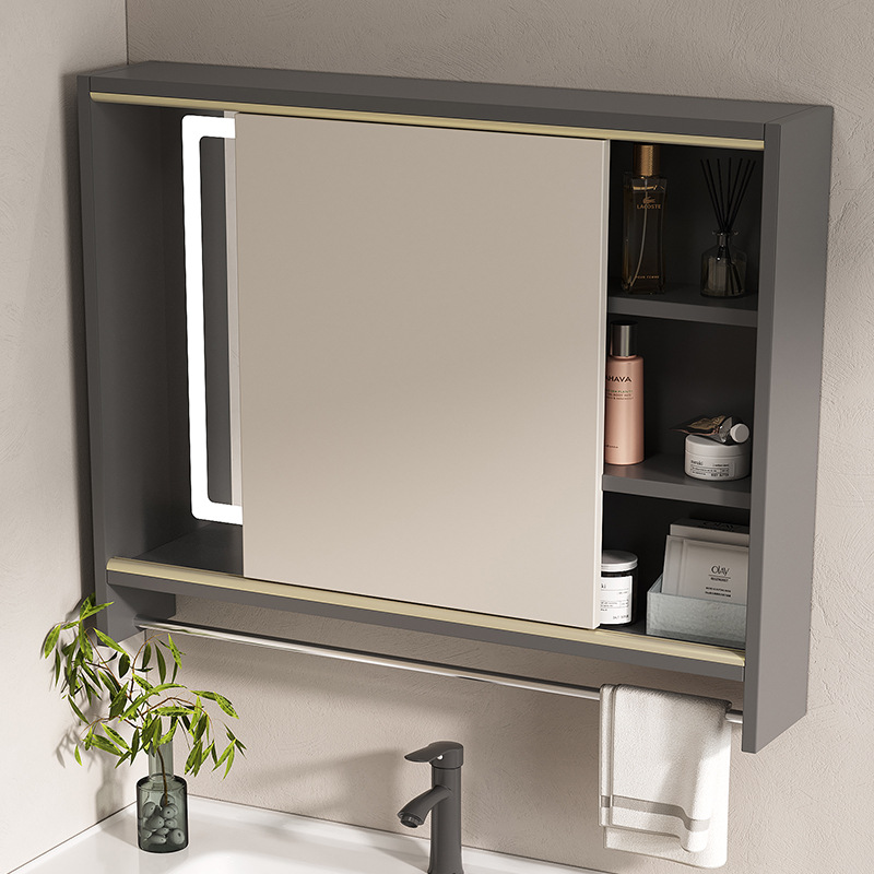 Feng Shui gabinete espejo gabinete de baño caja de espejo oculto combinación invisible baño inteligente Push-Pull gabinete de espejo montado en la pared