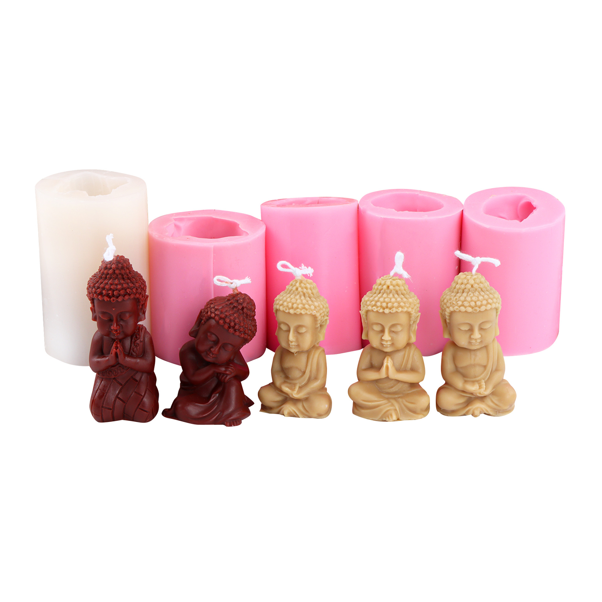 Simulación Buda vela molde silicona DIY meditación oración Buda vela molde hecho a mano jabón yeso fondant molde