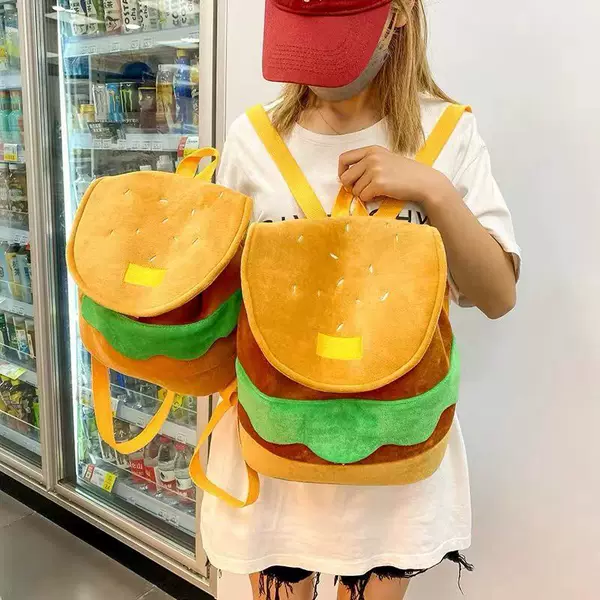 New Lazy Little Red Riding Book Hamburger Backpack Cute Cartoon Small Backpack Large Capacity Campus Backpack