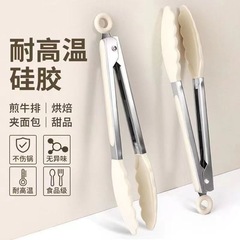 包邮食品级硅胶夹子耐高温烤肉烧烤不锈钢牛排夹防烫硅胶食物夹