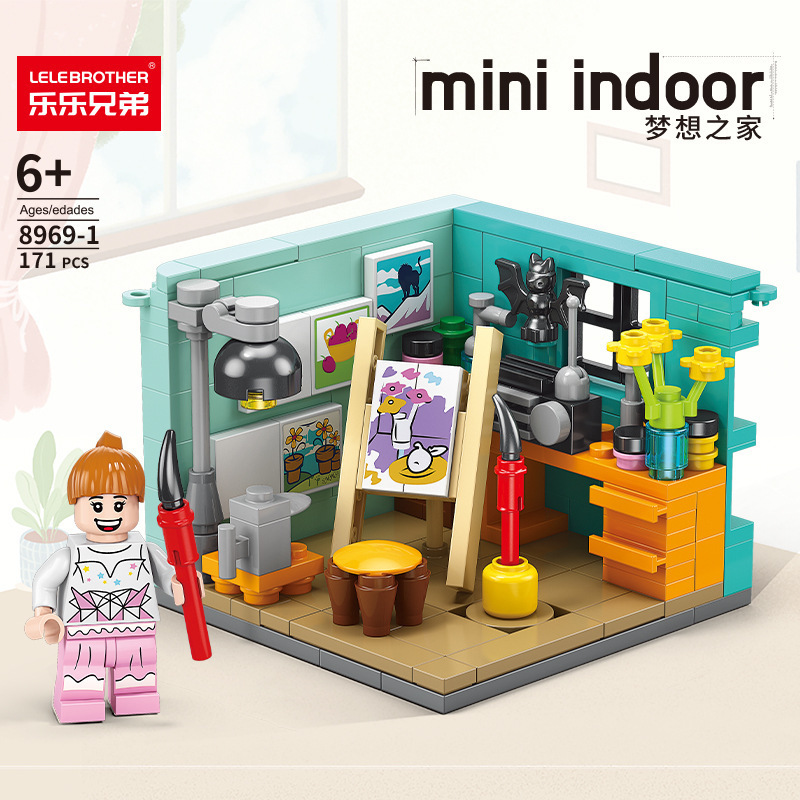 Chinese building blocks compatible with Lego children's educational home city Street View series girls Puzzle House building