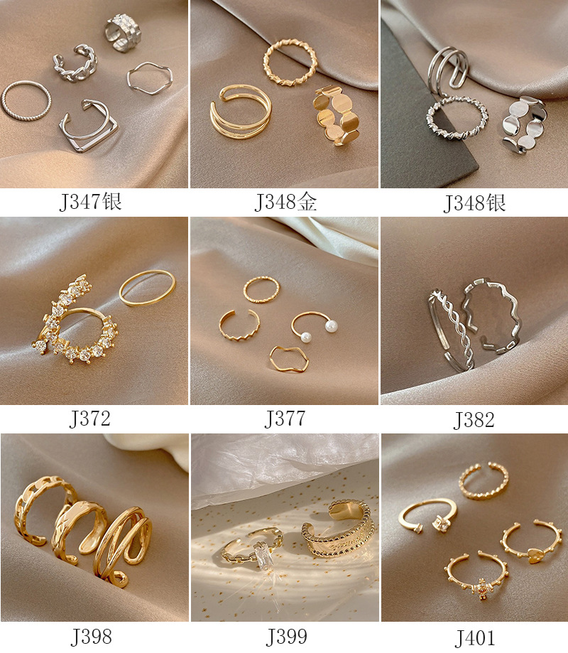 Fashion Irregular Heart Shape Bow Knot Copper Inlay Artificial Pearls Zircon Rings 1 Set