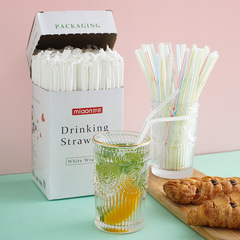 Disposable curved straws, individually packaged transparent water cup straws, multi-purpose food-grade plastic straws for home merchants
