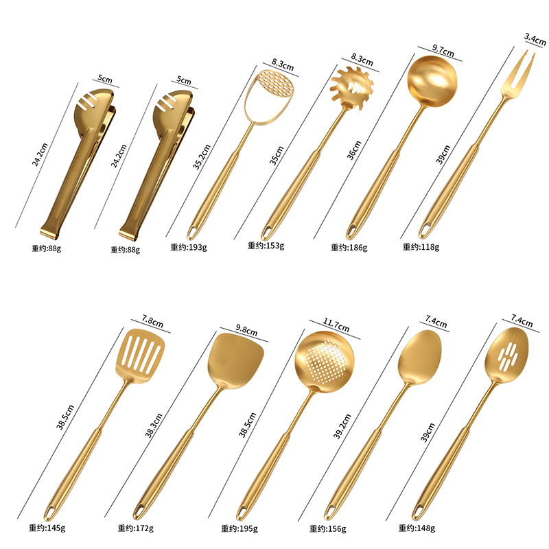 Amazon cocina de acero inoxidable guisado de fideos de pesca lengua cuchara de carne tenedor de patata conjunto de regalo