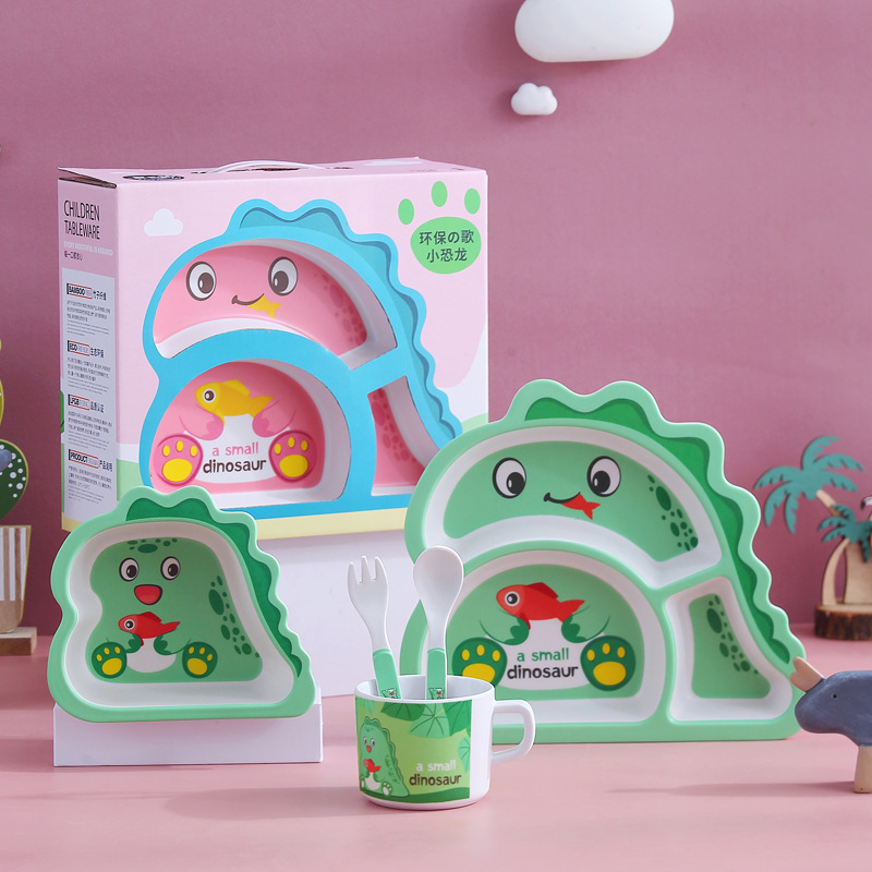 Bamboo fiber food grade baby food supplement bowl baby plate maternal and child supplies children tableware suit drop-resistant cooking