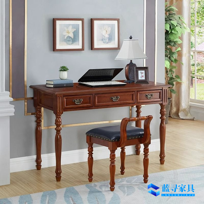 Simple Solid Wood Desk American Retro Writing Desk Office Desk European Style Bedroom Home Computer Desk Small Apartment Table