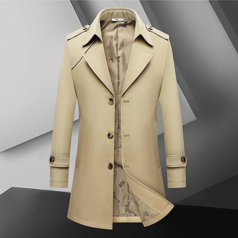 Spring and Autumn New Trench Coat for Young Men, Mid-Length with Back Slit, Business Fashion Versatile, One-Piece Wholesale Spring and Autumn New Trench Coat for Young Men, Mid-Length with Back Slit, Business Fashion Versatile, One-Piece Wholesale